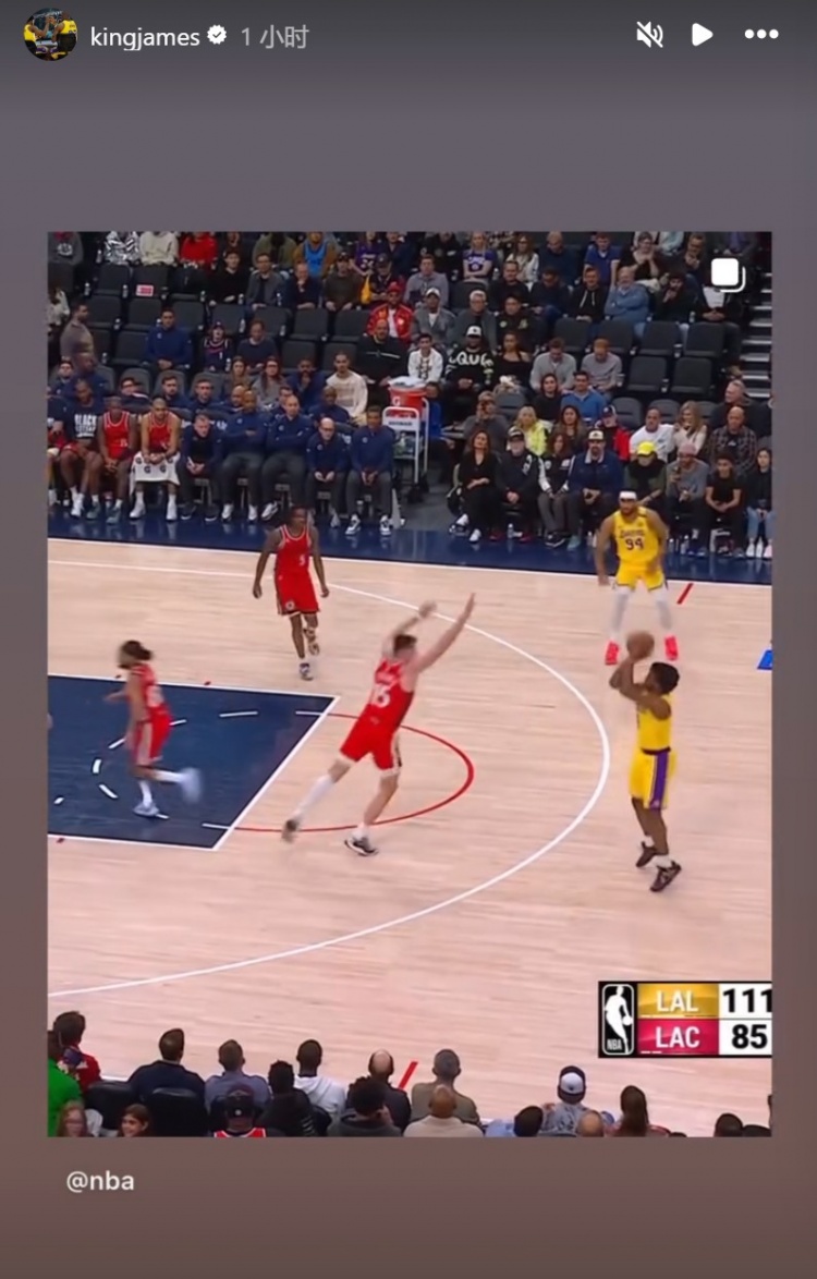  為你驕傲！布朗尼投進NBA生涯首記三分球！詹姆斯賽后轉發(fā)