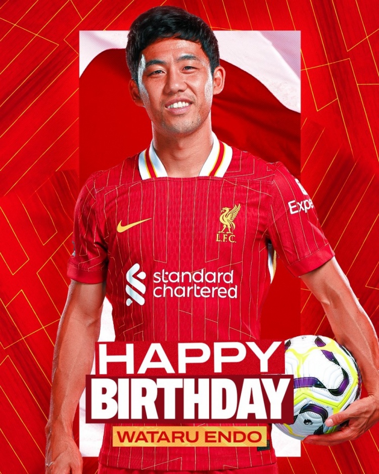  利物浦祝遠藤航32歲生日快樂，球員加盟紅軍至今出戰(zhàn)62場比賽
