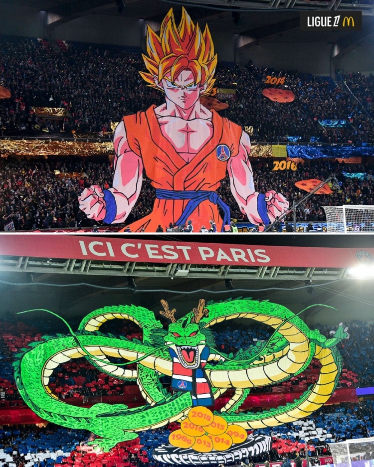  逝世一周年，法甲官推曬昔日巴黎主場龍珠TIFO：鳥山明經(jīng)典永存