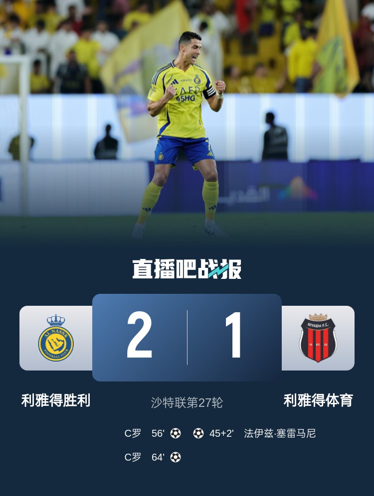  利雅得勝利達(dá)成沙特職業(yè)聯(lián)賽900球里程碑，僅少于新月